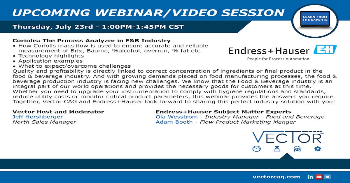 Webinar: Coriolis The Process Analyzer in Food & Beverage Industry